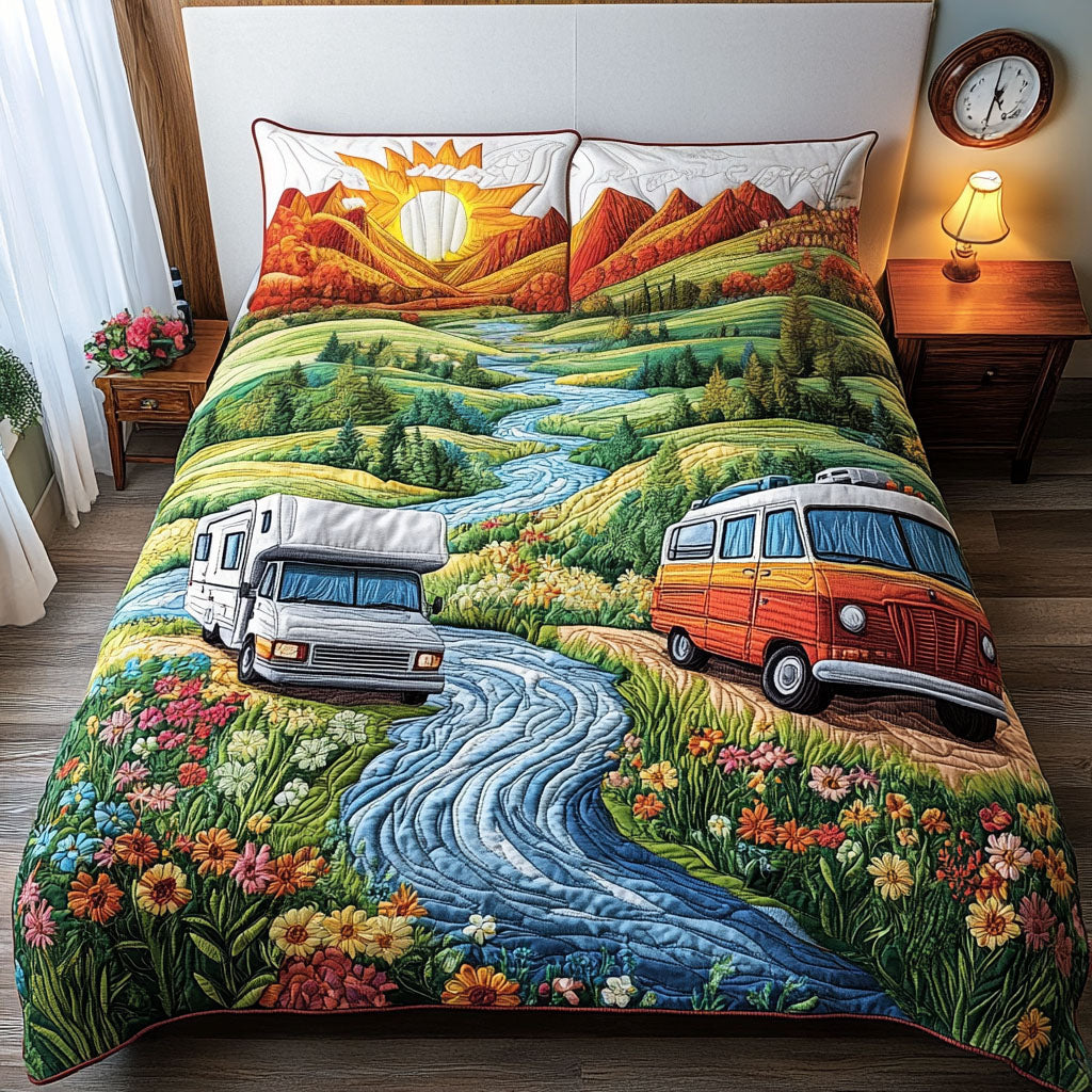 Vintage Caravan Quest Quilted Bedding Set Holiday Duvet Covers Best Christmas Gifts For Hippies