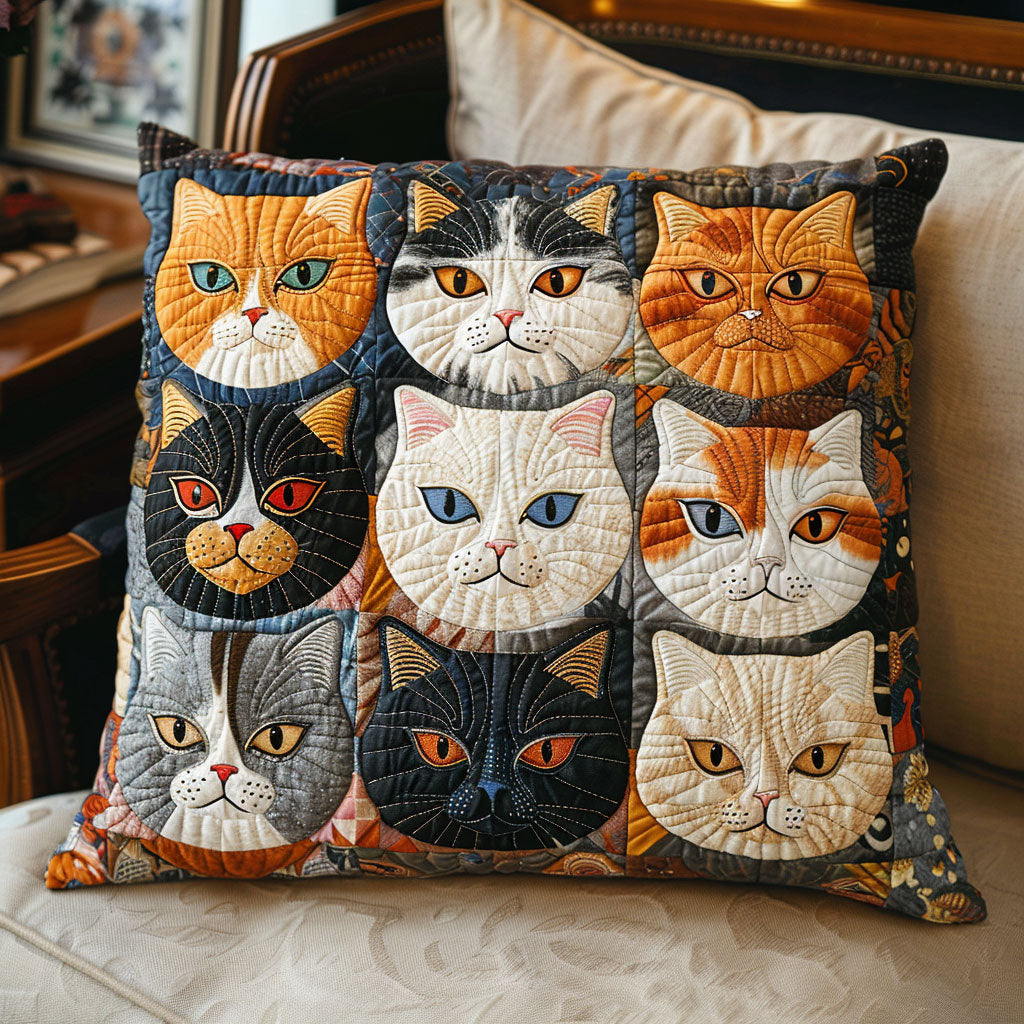 Vintage Cat Quilt Pillow Case Perfect Pillow Case Gift for Family and Friends