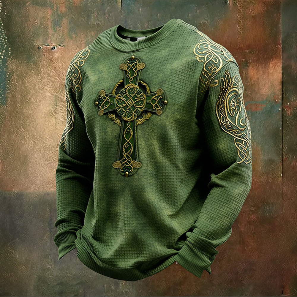 Vintage Celtic Cross Long Sleeve Shirt St Patrick's Day 2026 Apparel Saint Patrick's Day Gift