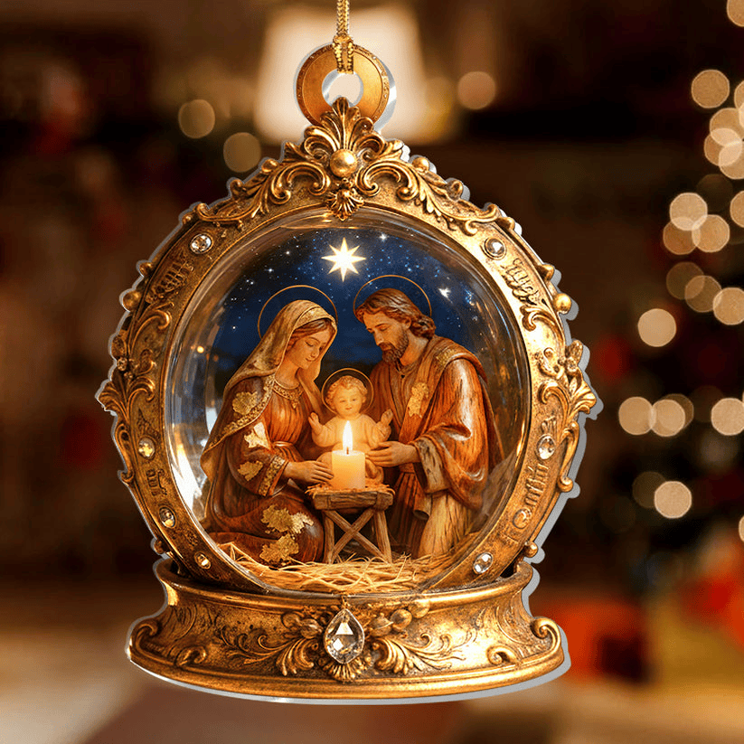 Vintage Chapel Nativity Globe Acrylic Ornament Christmas Gifts For The Whole Family