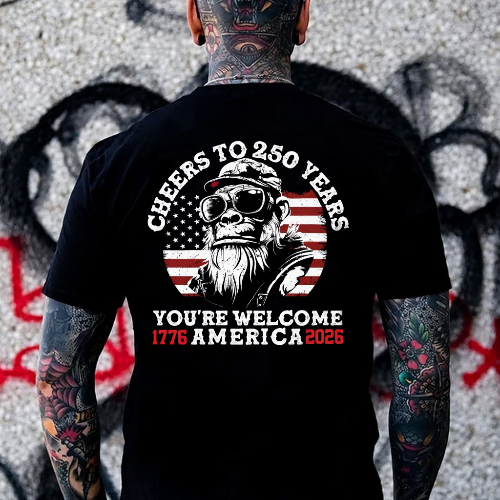 Vintage Cheers To 250 Years T-Shirt You're Welcome America 1776 2026 Clothing Gift For Brother