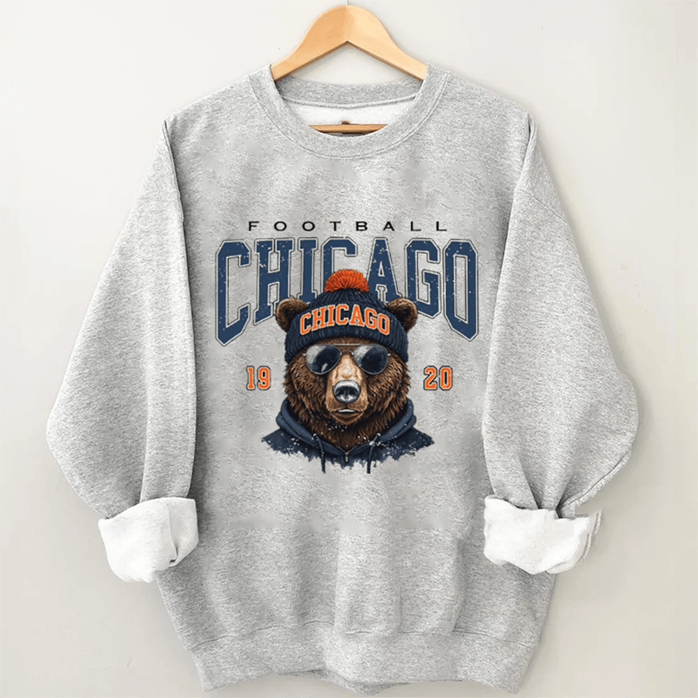 Vintage Chicago Football Sweatshirt Game Day Apparel Birthday Gift For Fan