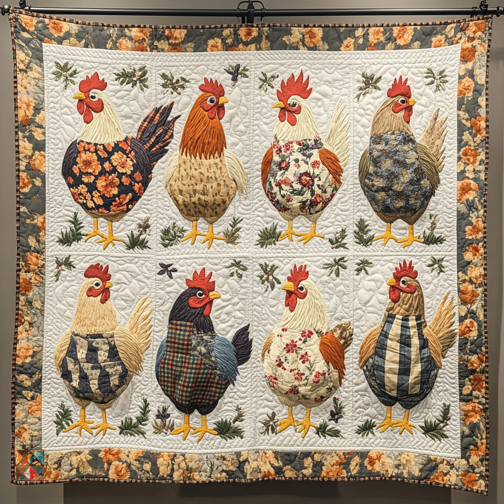 Vintage Chicken Xmas Quilted Blanket Blanket Coolf Gifts For Married Couples