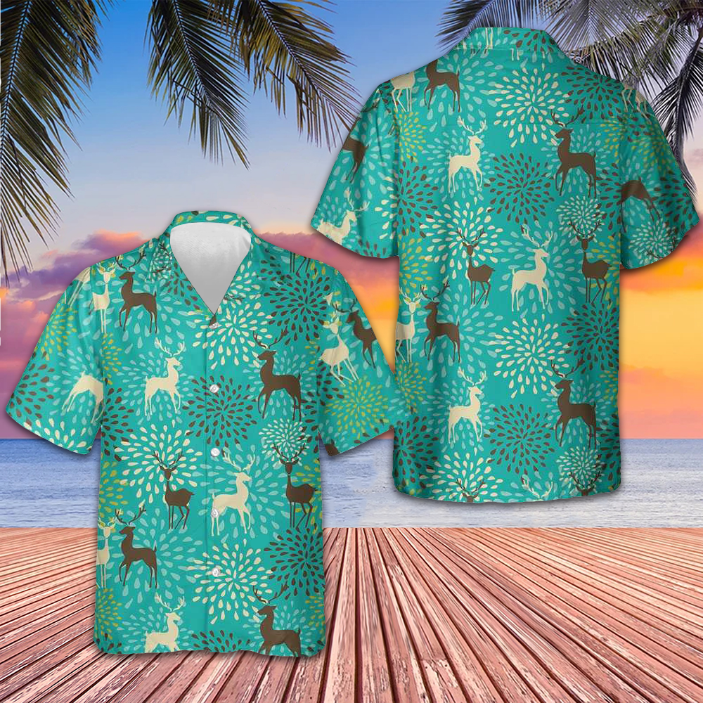 Vintage Christmas Reindeer Seamless Pattern Hawaiian Shirt Cool Christmas Shirt Men Vintage Christmas Reindeer Seamless Pattern Hawaiian Shirt Cool Christmas Shirt Men
