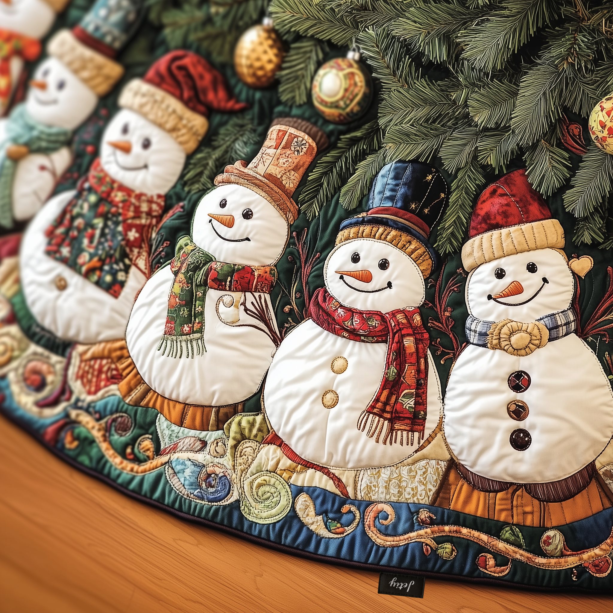 Vintage Christmas Snowman Quilted Tree Skirt Best Gift Merch For Him