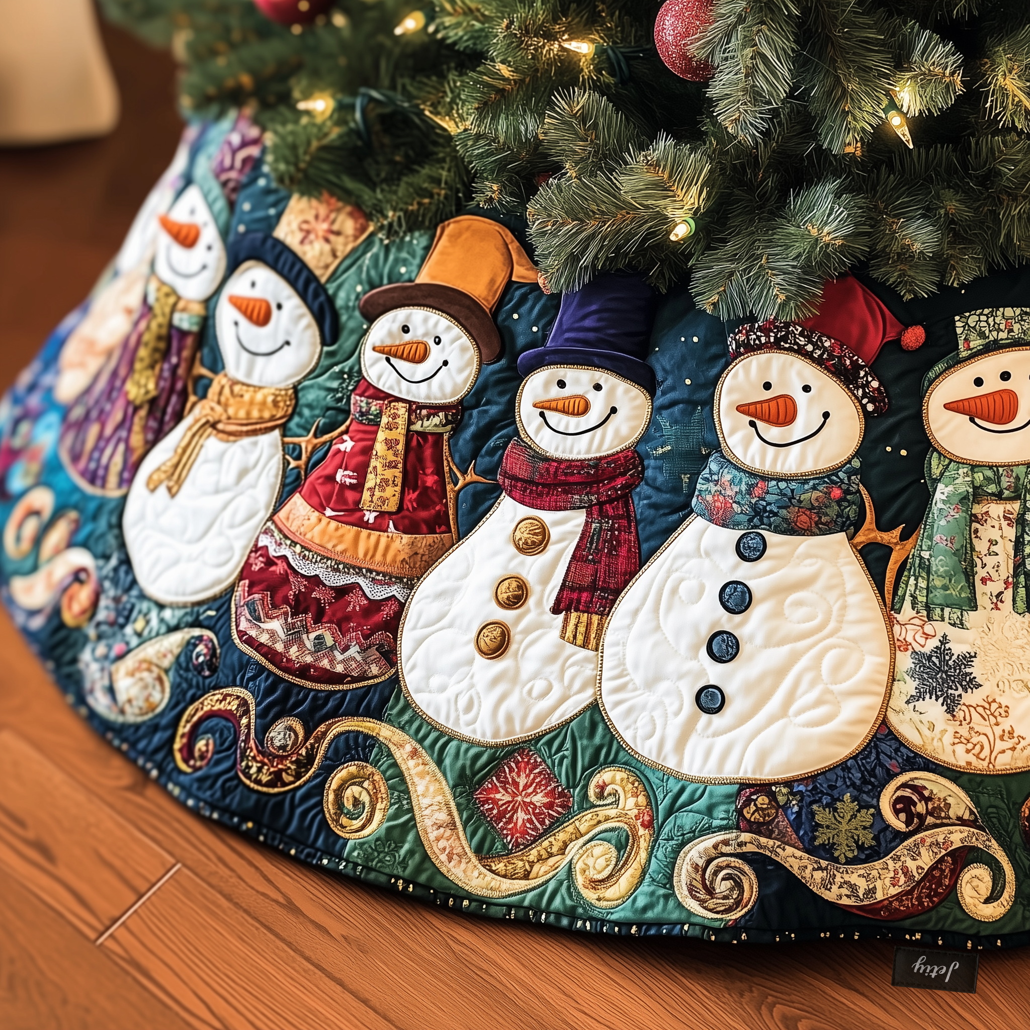 Vintage Christmas Snowman Quilted Tree Skirt Memorable Graduation Gift Merch