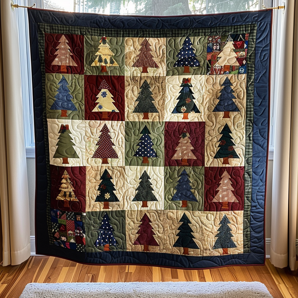 Vintage Christmas Tree Quilted Blanket Secret Santa Gift Ideas