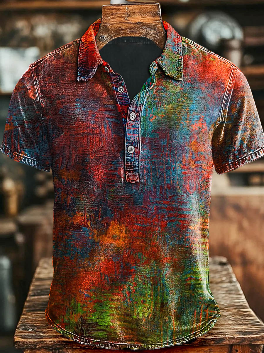 Vintage Colorful Old Printed Casual Polo Shirt Gift For Halloween