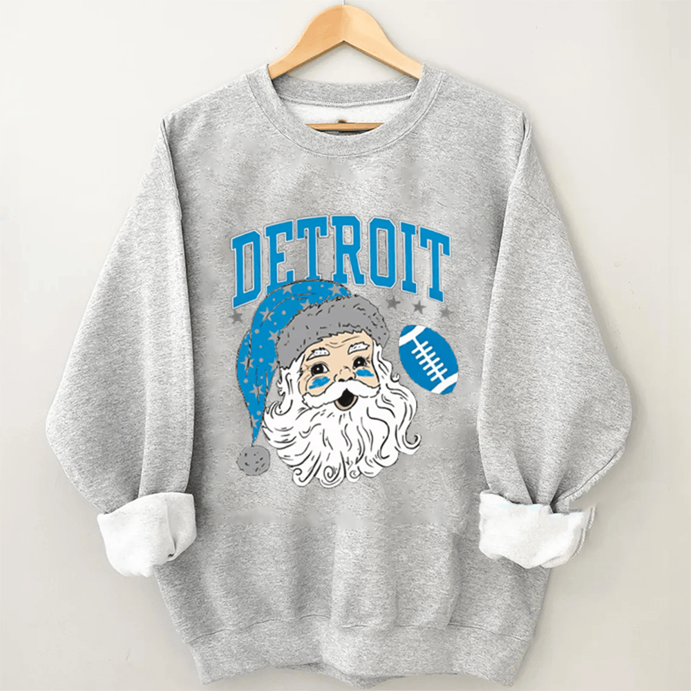 Vintage Detroit Football Sweatshirt Christmas Santa Apparel Best Presents For Grandma