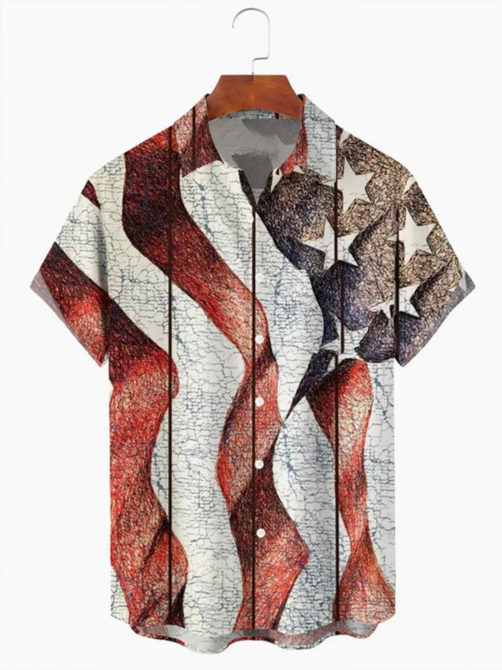 Vintage Distressed American Flag Button Shirt Semiquincentennial 1776 2026 Clothing Gift Ideas