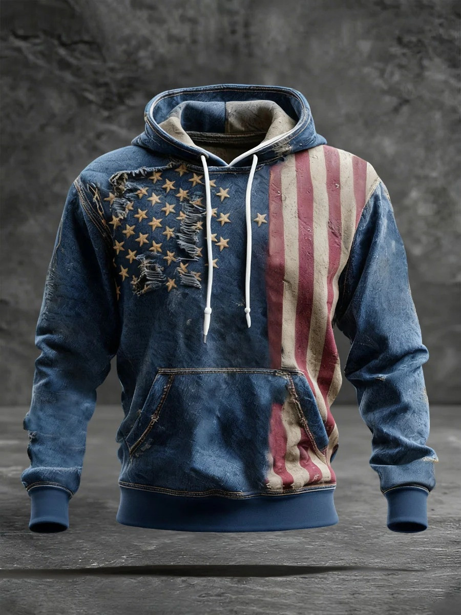 Vintage Distressed American Flag Hoodie Patriotic Hoodies For Men 250th Anniversary Gift