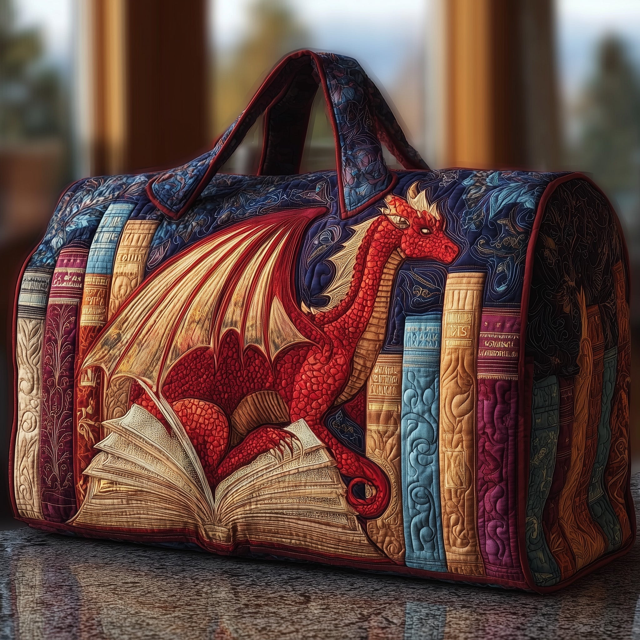 Vintage Dragon Quilted Duffle Bag For Everyday Use