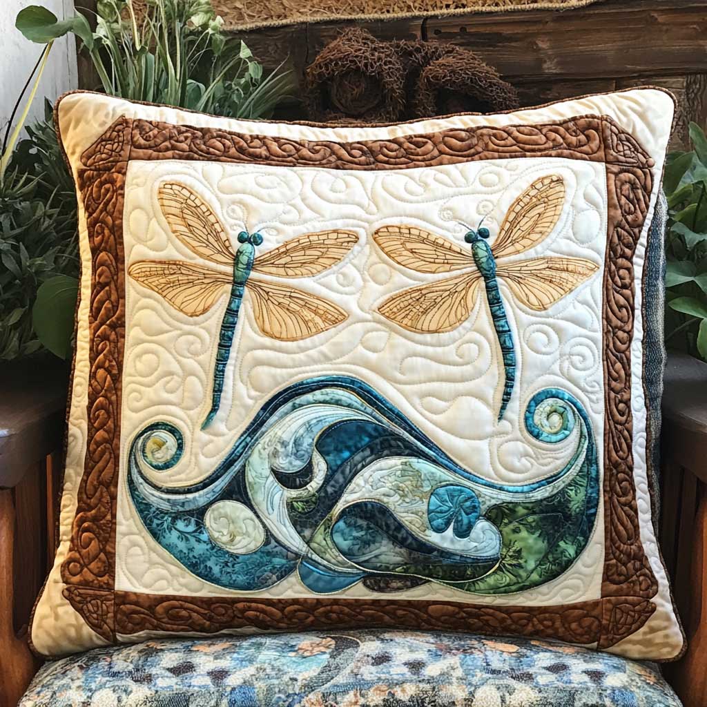 Vintage Dragonfly Quilt Pillow Case Perfect Pillow Case Gift for Family and Friends