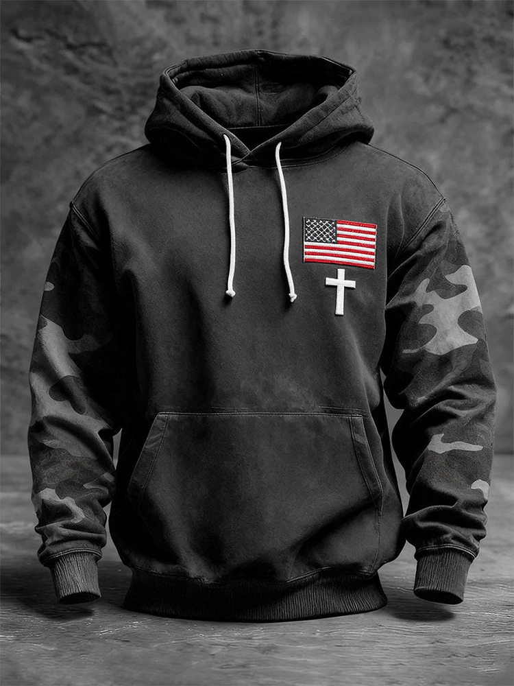 Vintage Faith American Flag Christian Hoodie Special Christian Thank You Gifts