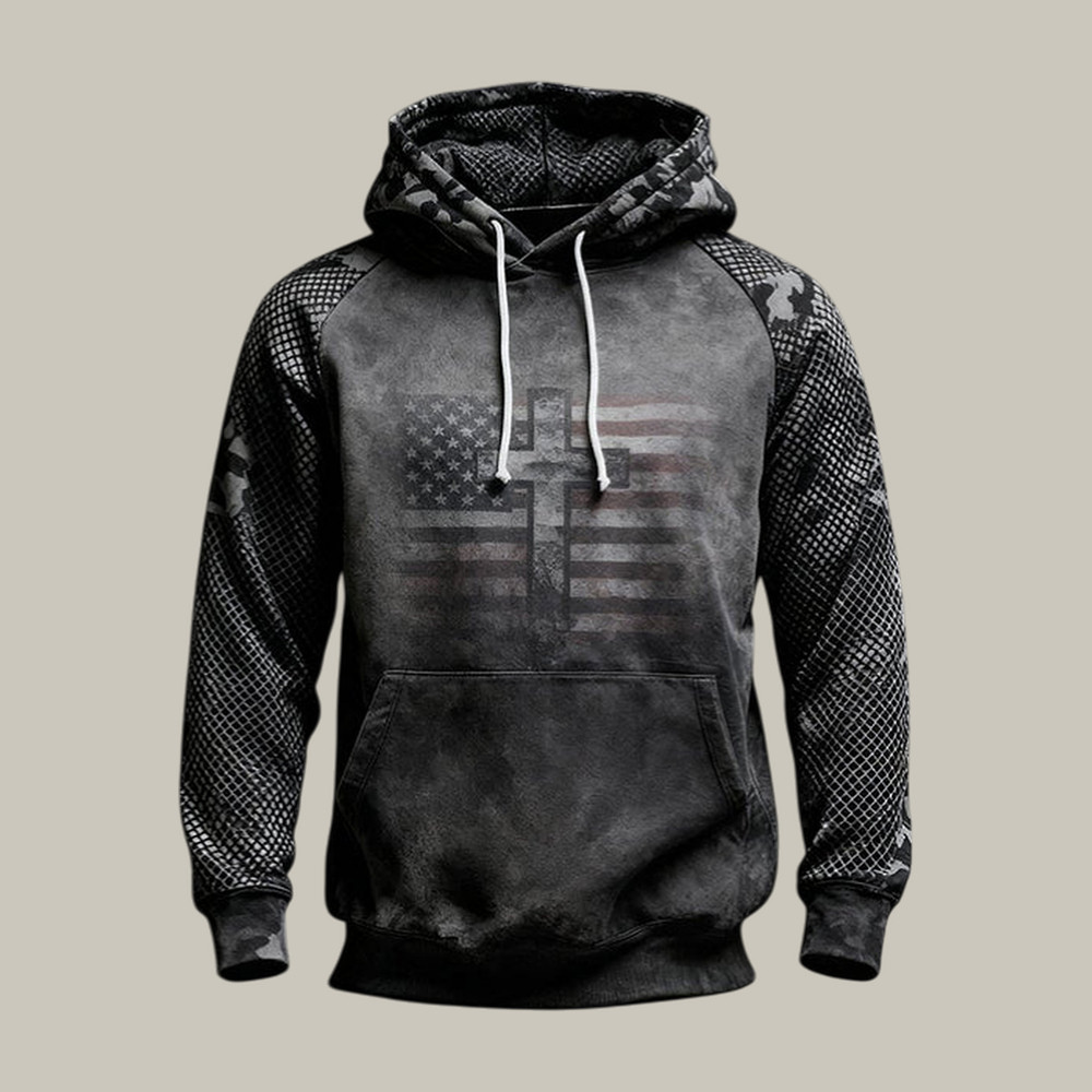 Vintage Faith American Flag Hoodie Faith Based Apparel Present For Father's Day