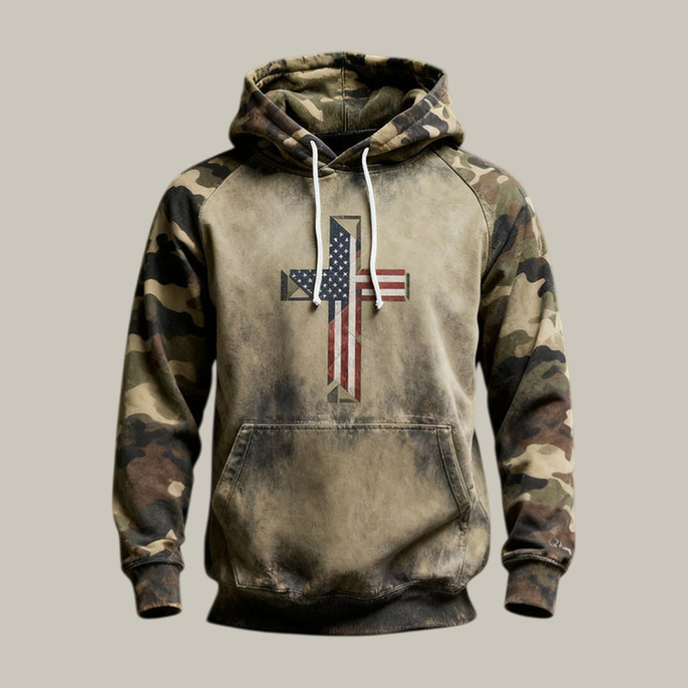 Vintage Faith American Flag Hoodie Faith In Jesus Apparel Present Idea For Christians