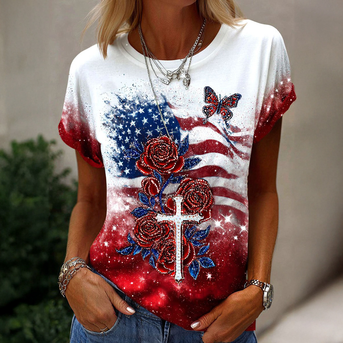 Vintage Faith American Founding 250th Anniversary Faith T-Shirt July 4 Outfits Gift For Her