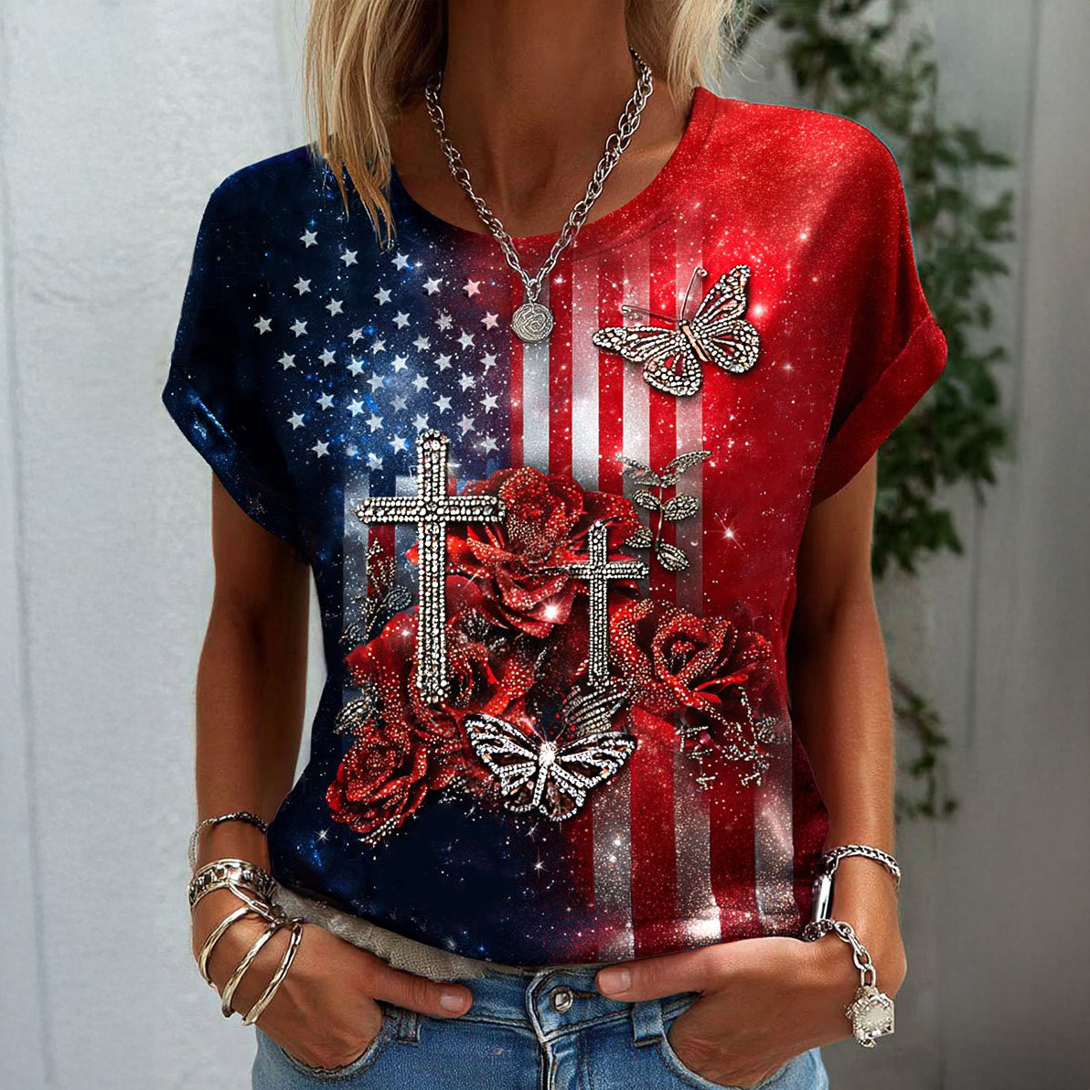 Vintage Faith American Founding 250th Anniversary Faith T-Shirt July 4 Outfits Patriotic Wife Present