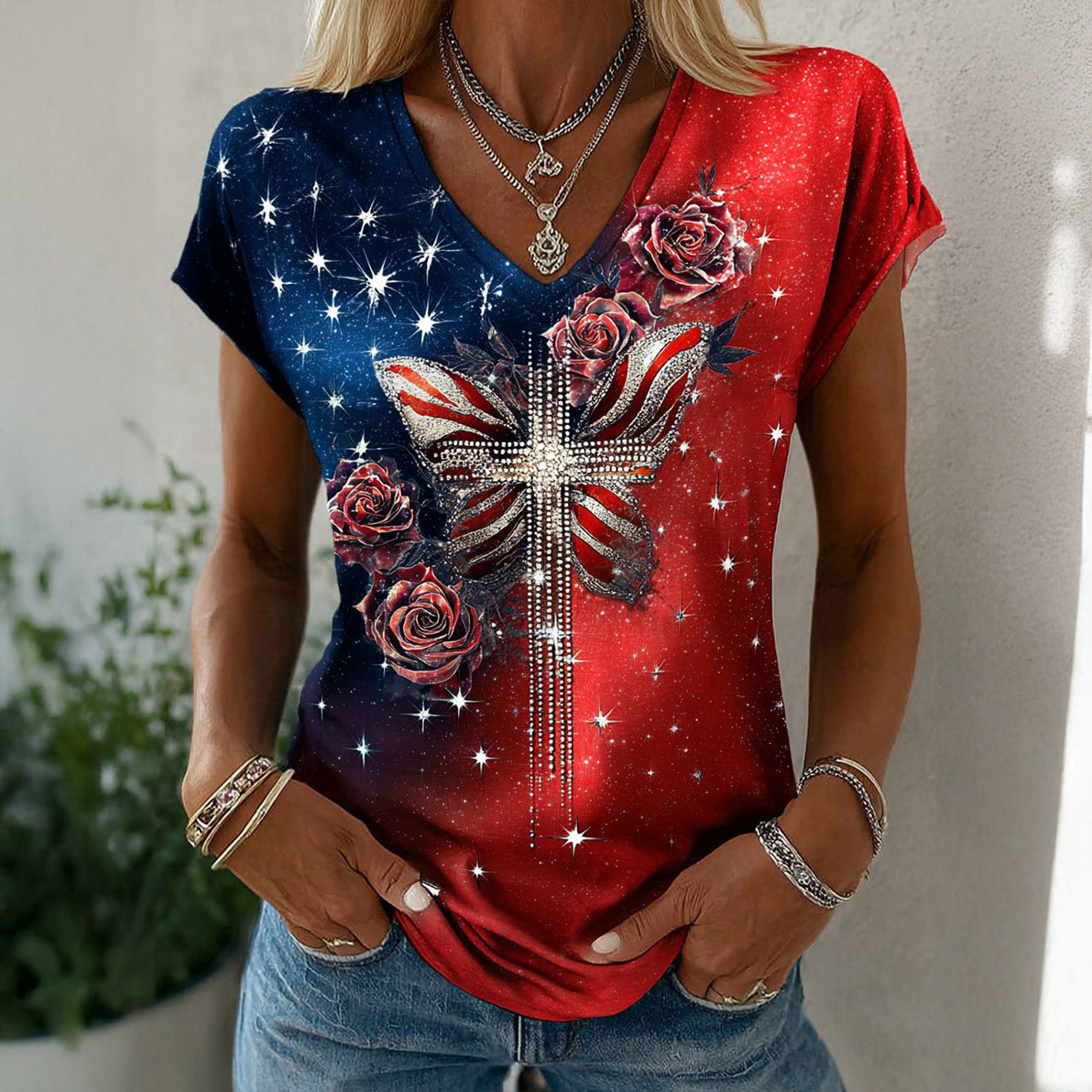 Vintage Faith American Founding 250th Anniversary T-Shirt Patriotic Butterfly Shirt