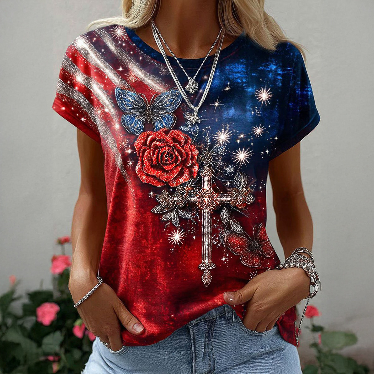 Vintage Faith American Founding 250th Anniversary T-Shirt Patriotic Clothes Gift For Her