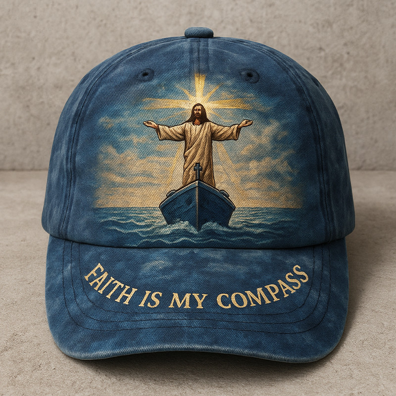 Vintage Faith Is My Compass Hat Faith In Jesus Baseball Cap Christian Xmas Gifts
