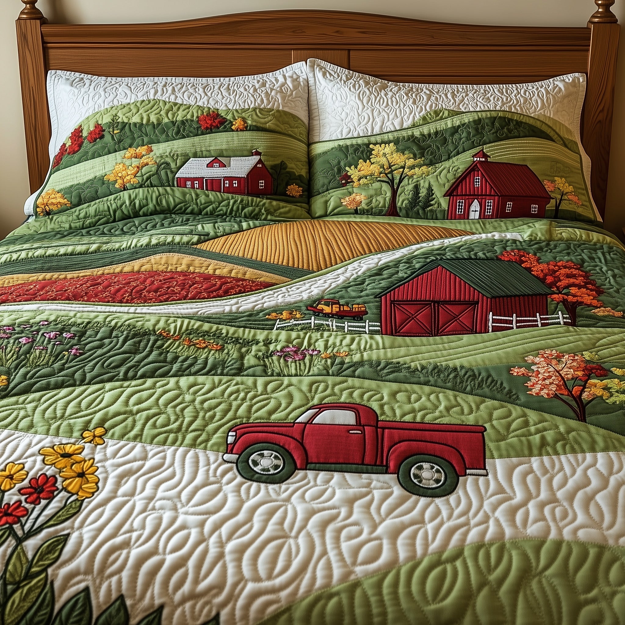 Vintage Farm Dreams Quilted Bedding Set Duvet Cover Merchandise Tractor Famers Christmas Gifts