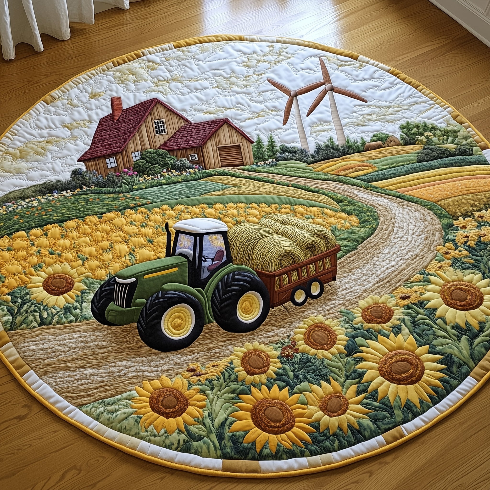 Vintage Farm Dreams Quilted Round Mat Gftohd7637 Gift For Kids