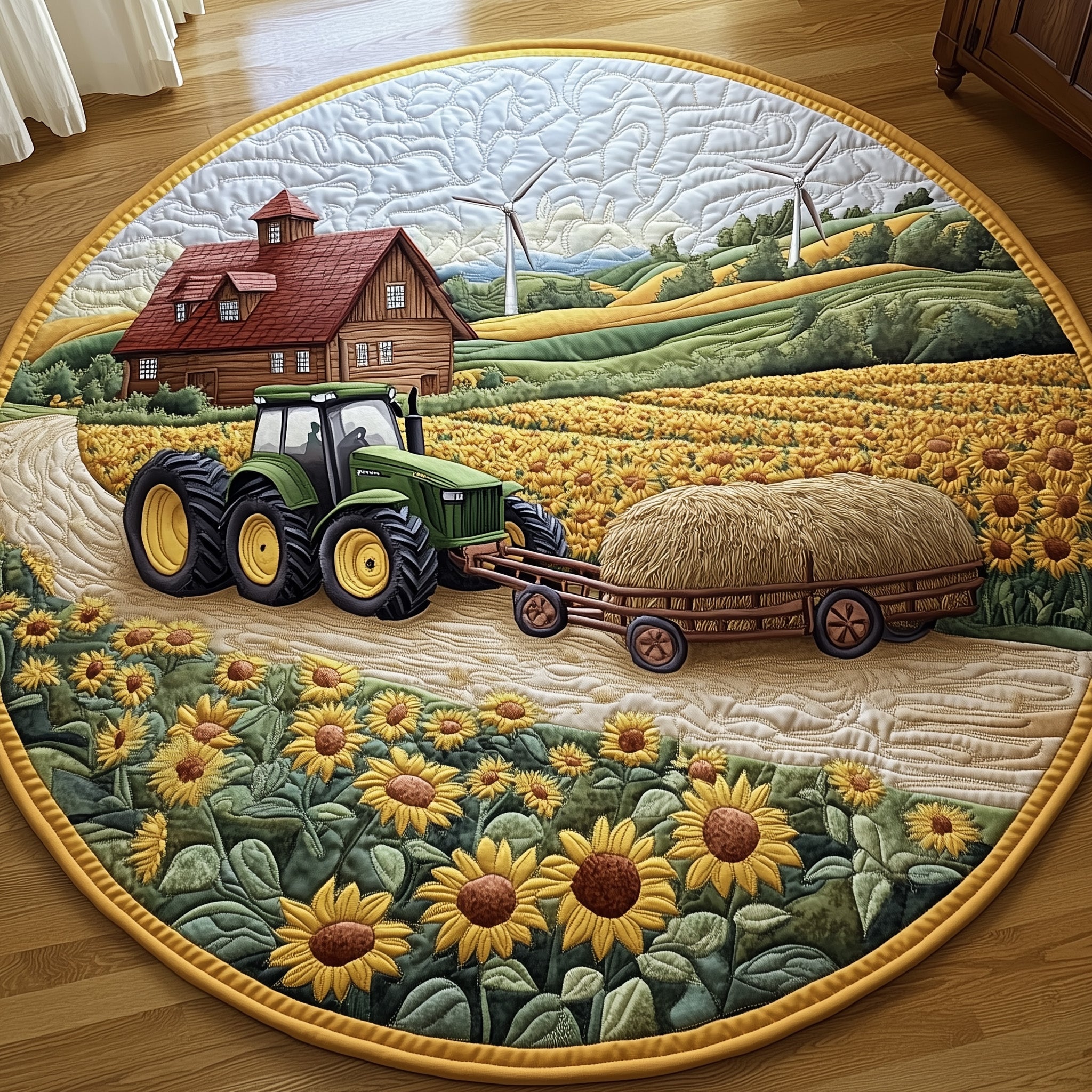 Vintage Farm Dreams Quilted Round Mat Gftohd7638 Gift For Dad
