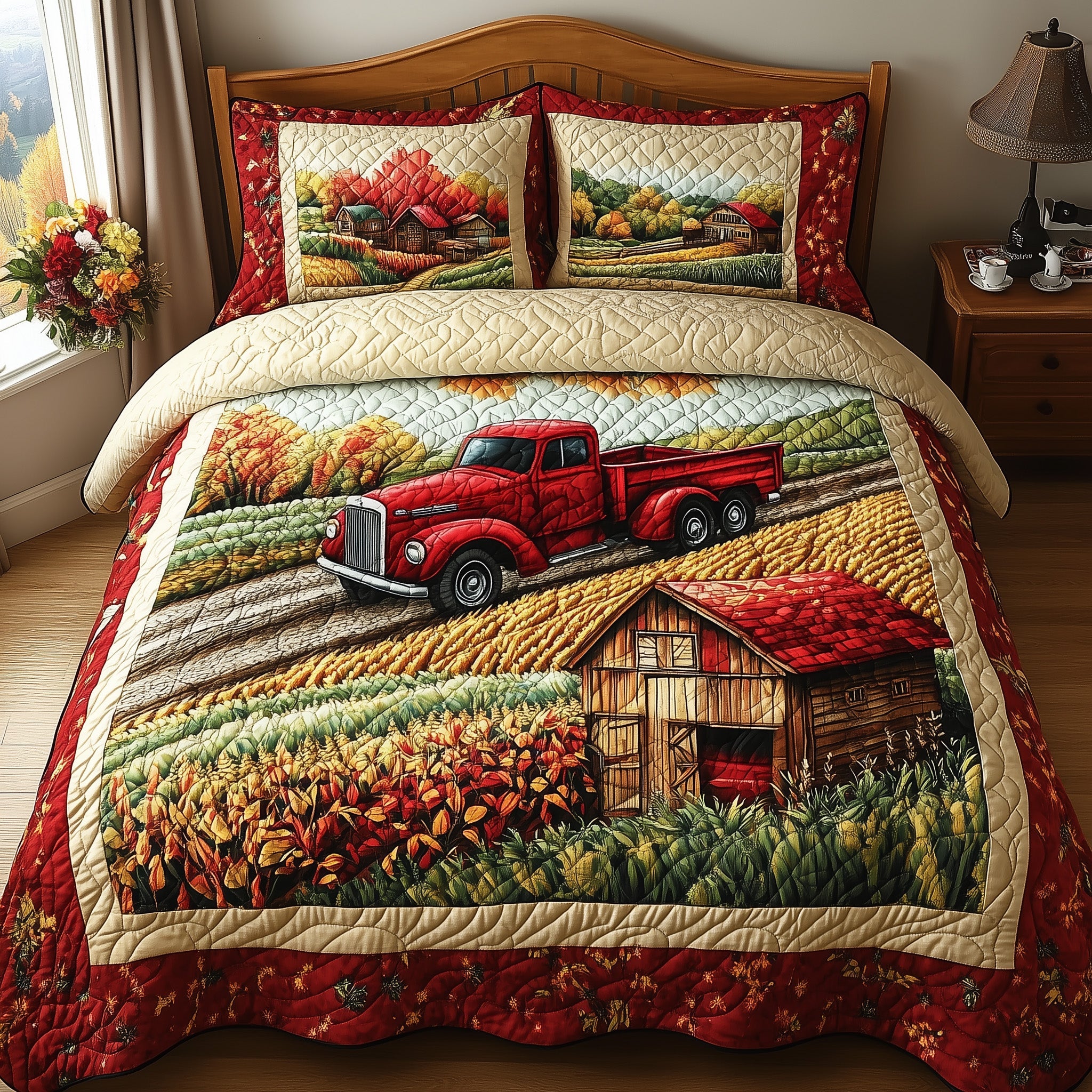 Vintage Farm Quilted Bedding Set Duvet Cover Merchandise Farm Wife Gifts Xmas