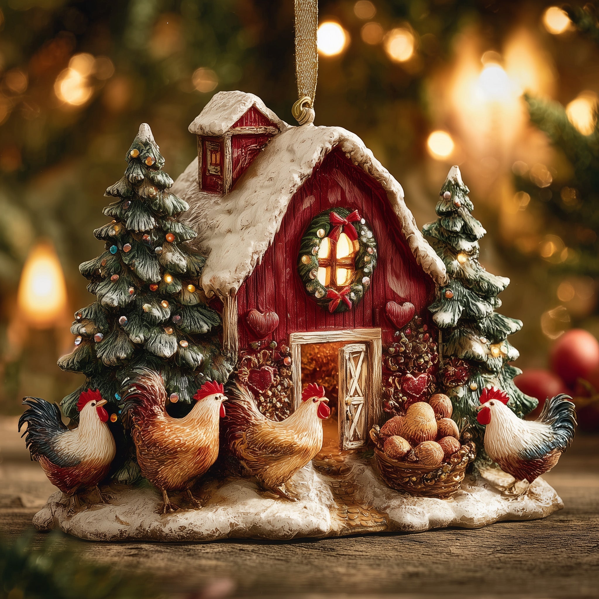 Vintage Farmhouse Acrylic Ornament Holiday Ornament Keepsake