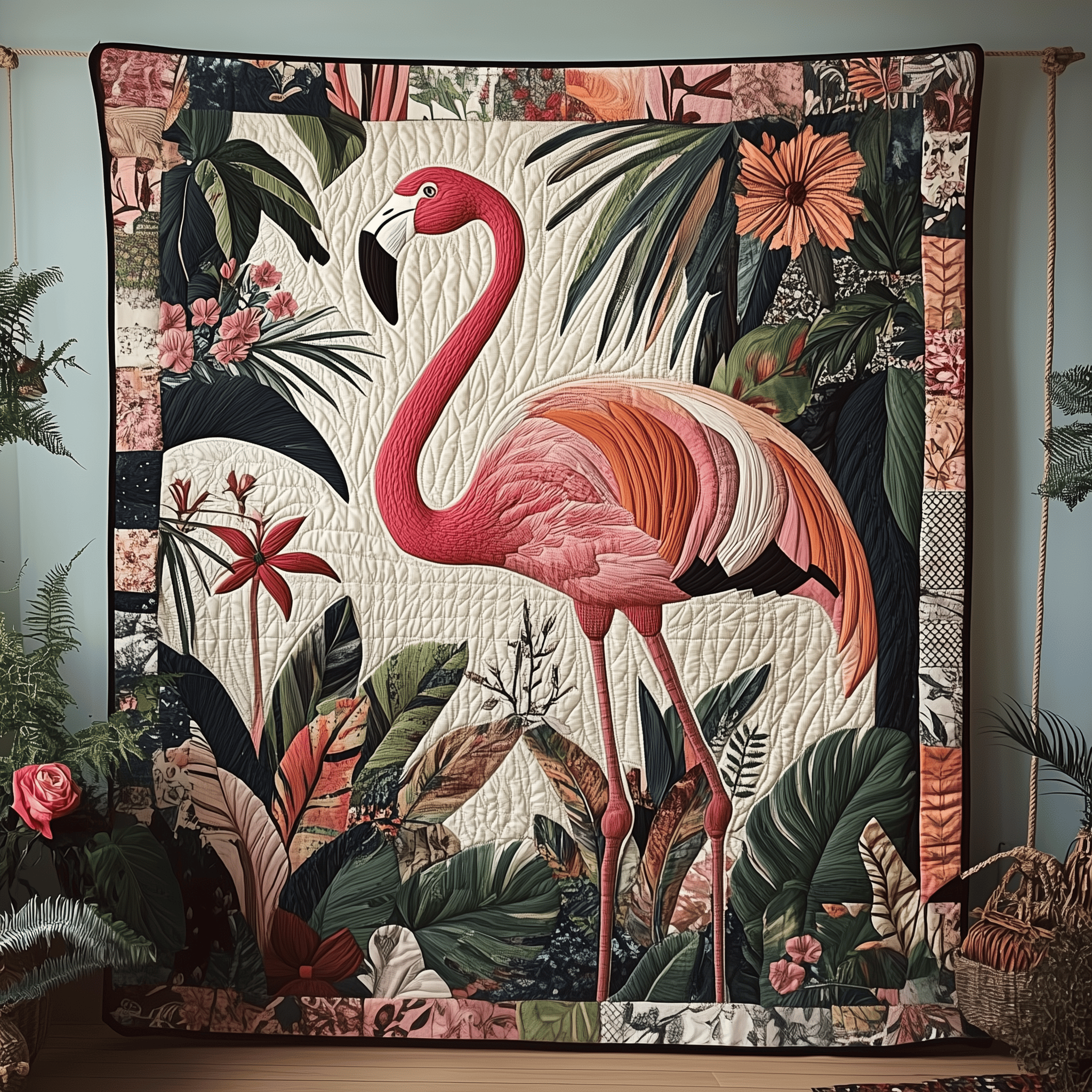 Vintage Flamingo Quilted Blanket Christmas Throw Blanket Best Christmas Ideas For Mom