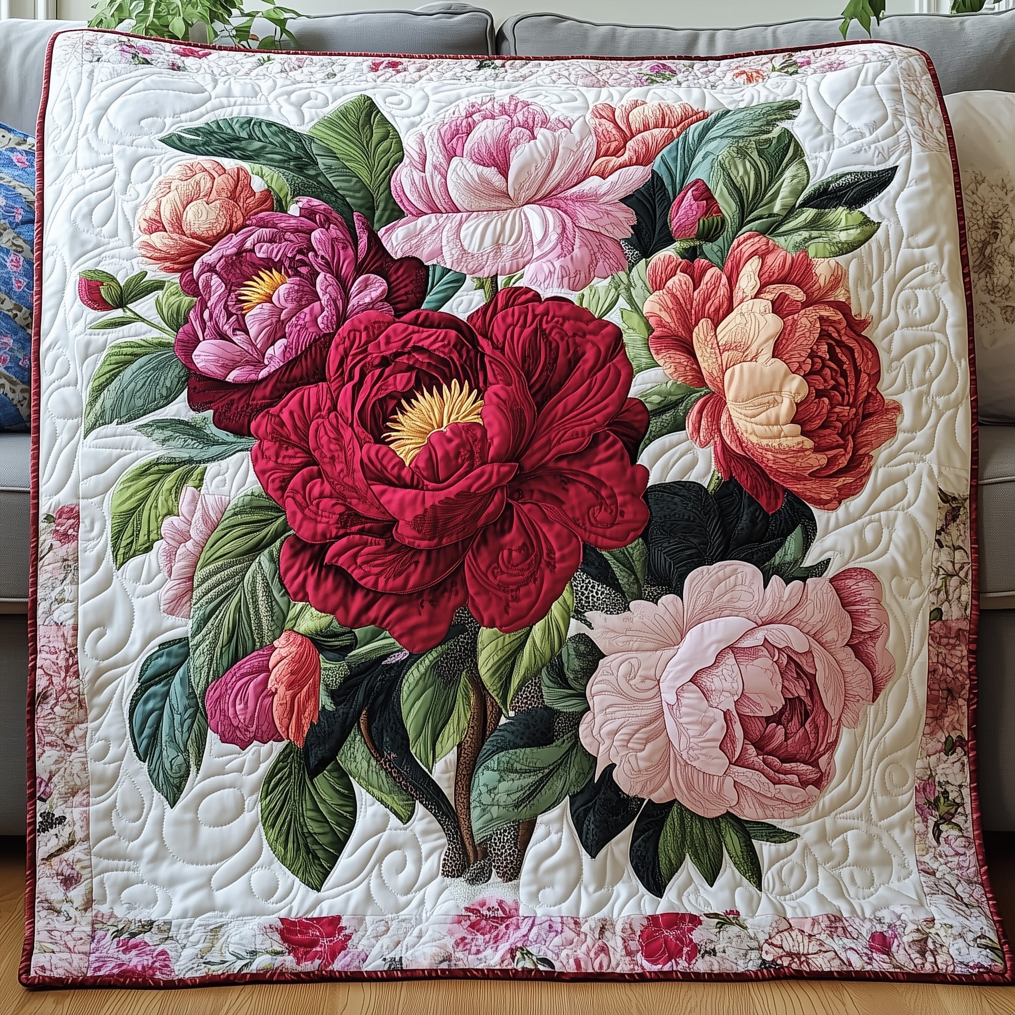 Vintage Floral Bouquet Quilted Blanket Best Couch Throw BlanketBest Christmas Gifts For A Woman