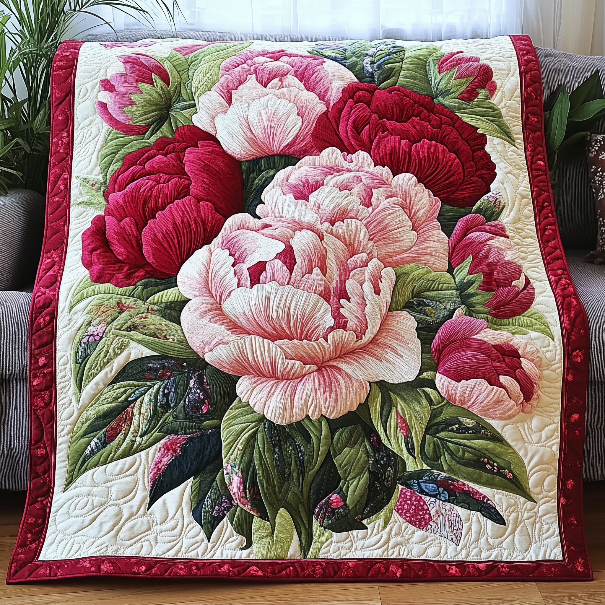 Vintage Floral Bouquet Quilted Blanket Best Couch Throw BlanketLadies Xmas Present Ideas