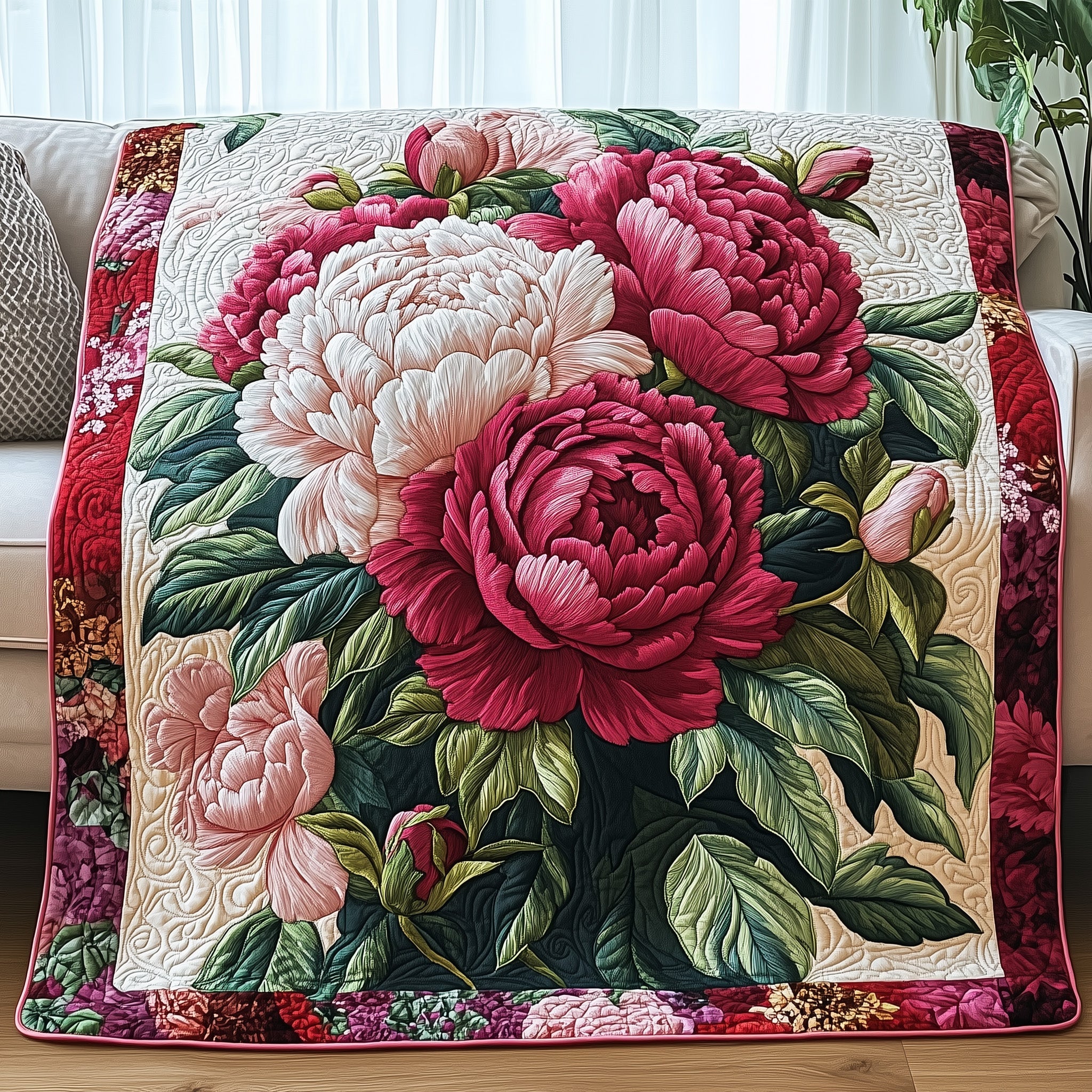 Vintage Floral Bouquet Quilted Blanket Best Couch Throw BlanketNice Christmas Present For Wife