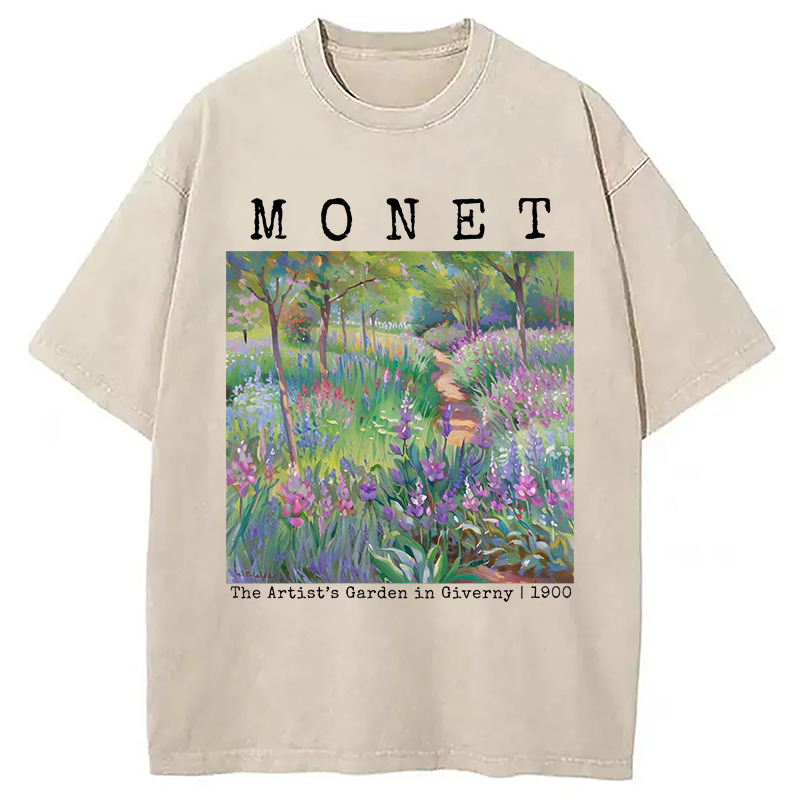 Vintage Floral Landscape Washed T-Shirt Classic Graphic Fashion Tee Gifts For Best Friend