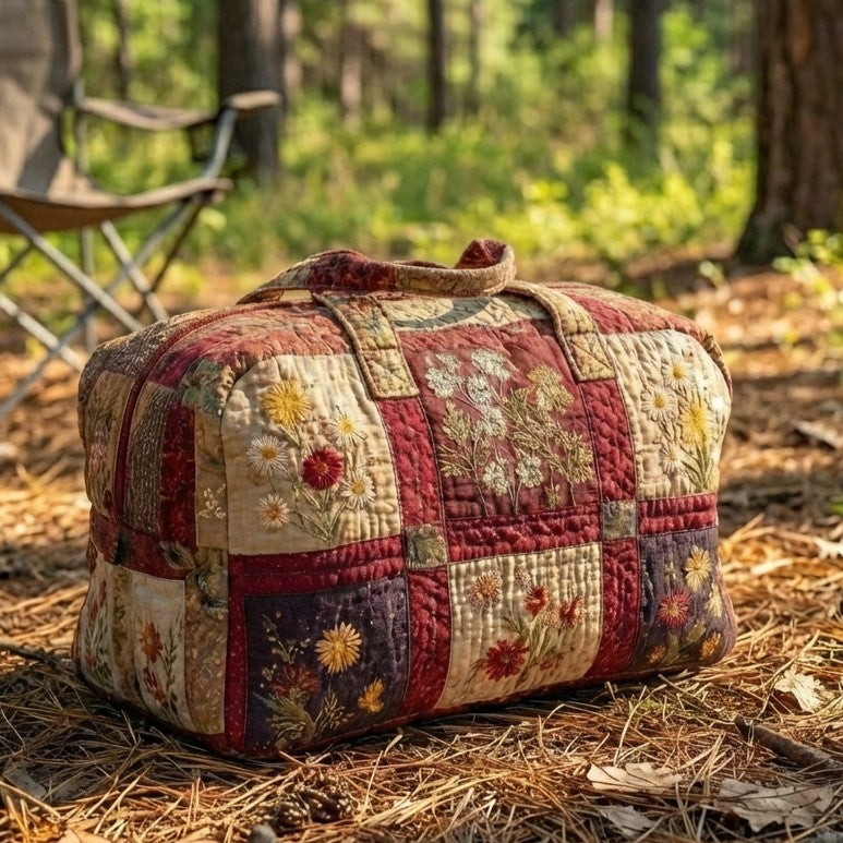 Vintage Floral Quilted Duffle Bag Rustic Travel Bag Best Gift For Women Flowers