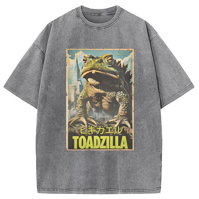 Vintage Funny Frog Washed T-Shirt Soft Comfortable Daily T Shirt Gifts For Best Friend