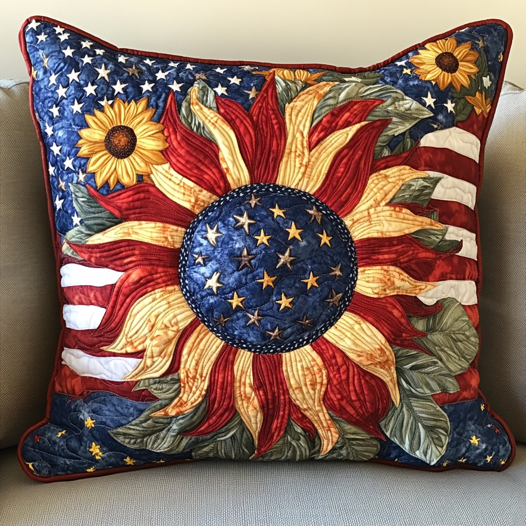 Vintage Glory Bloom Quilted Pillow Case Best Cool Pillow Cases Sunflower Gifts For Mom
