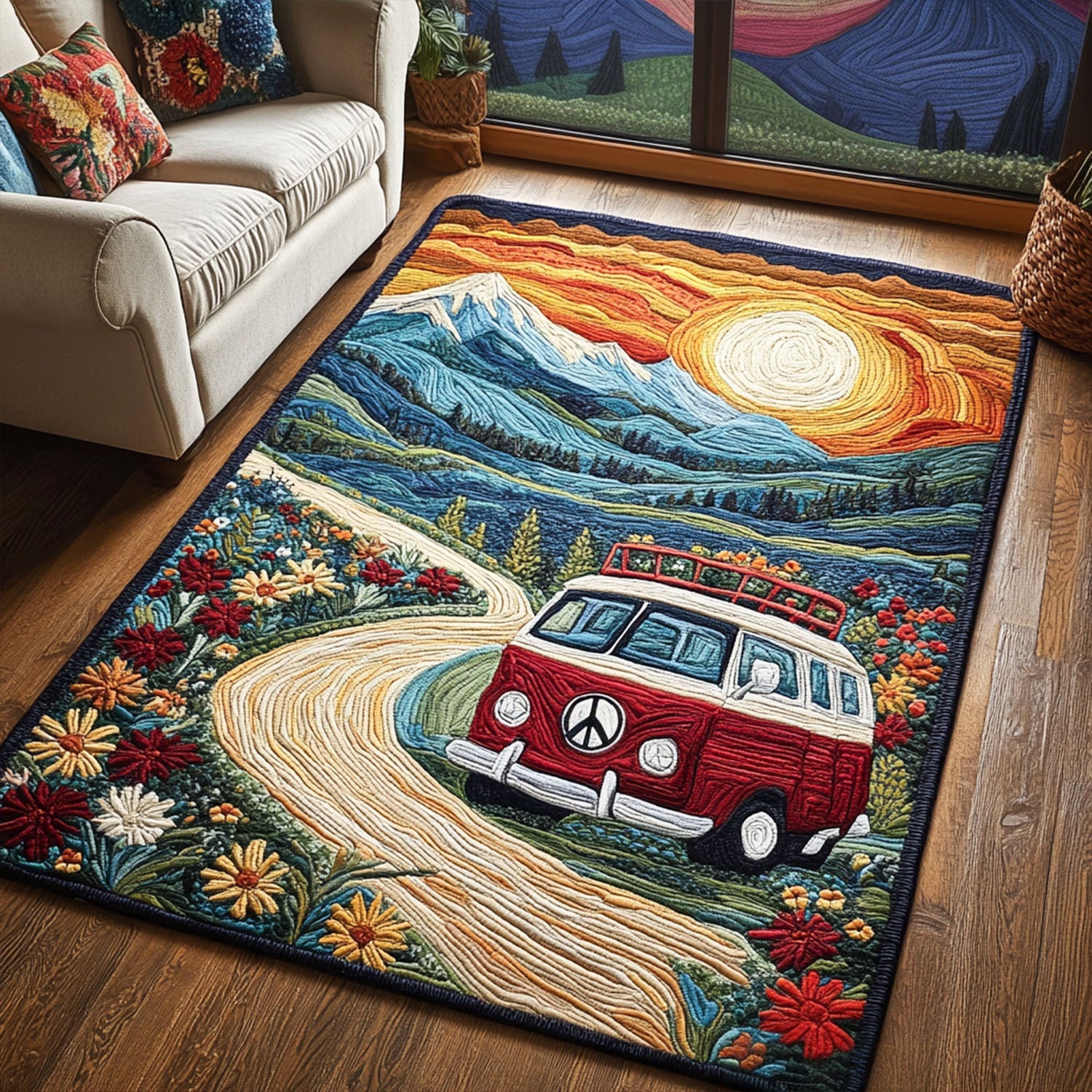 Vintage Glow Area Rug  Bedroom Rugs Family Christmas Stockings