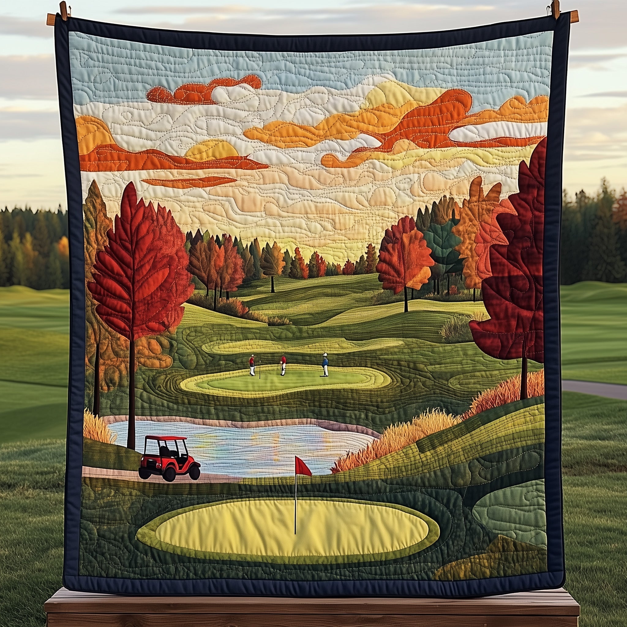 Vintage Golf Course Quilted Blanket Best Couch Throw BlanketGolf Gift Ideas For Him