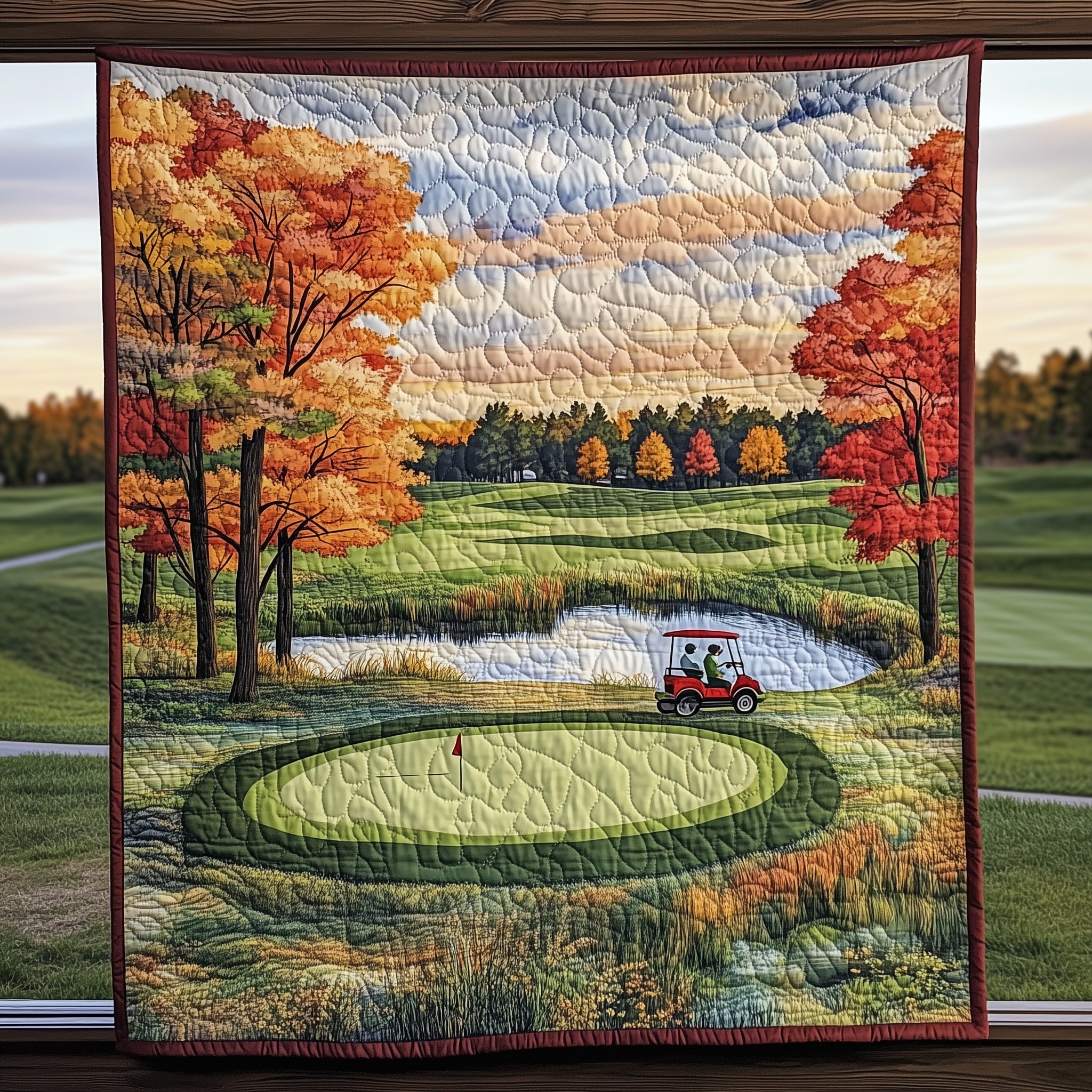 Vintage Golf Course Quilted Blanket Best Couch Throw BlanketGreat Golf Gifts For Dad