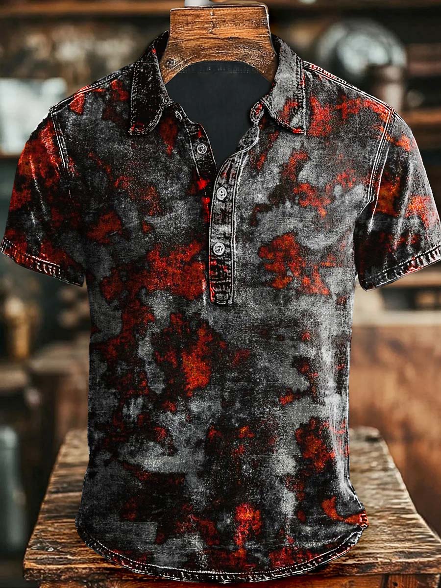 Vintage Gradient Aged Printed Casual Polo Shirt Halloween Day Gift Ideas For Dad