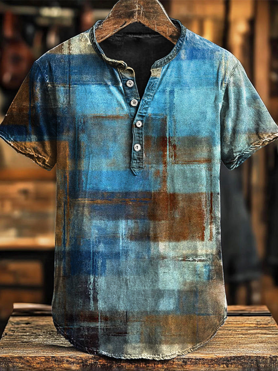 Vintage Gradient Color Block Print Short Sleeve Polo Shirt Witch Costume Present Ideas