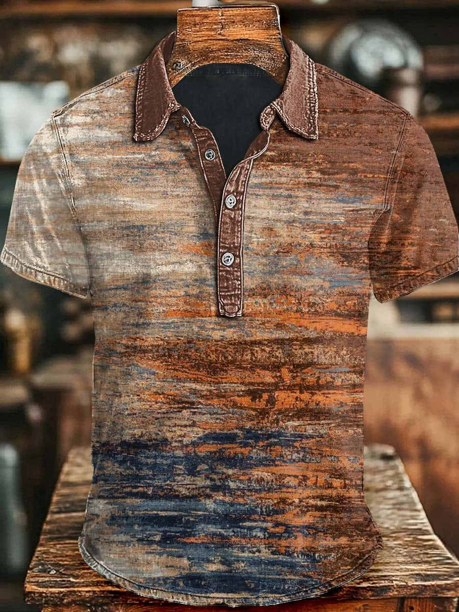 Vintage Gradient Print Casual Short Sleeve Polo Shirt Witch Costume Gift Ideas