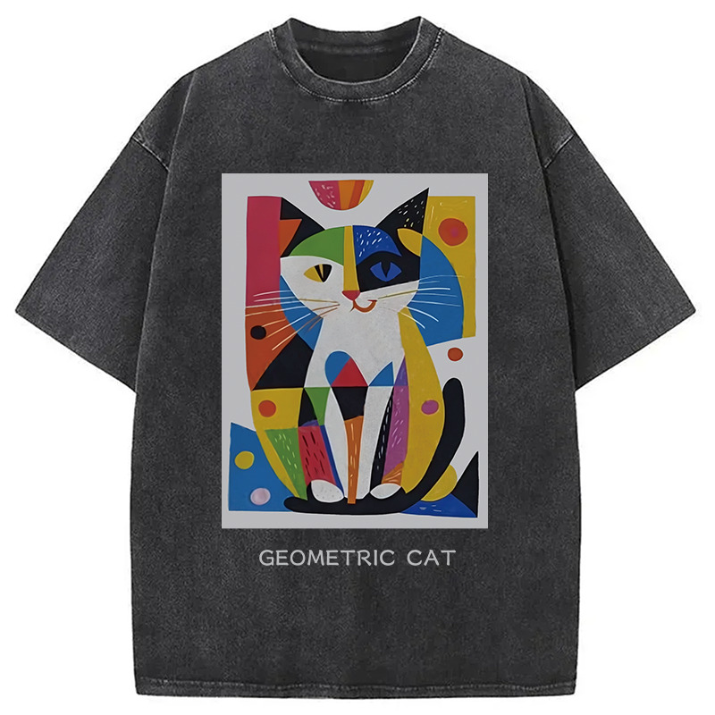 Vintage Graffiti Cat Washed T-Shirt Casual Vintage Everyday Look Gifts For Besties
