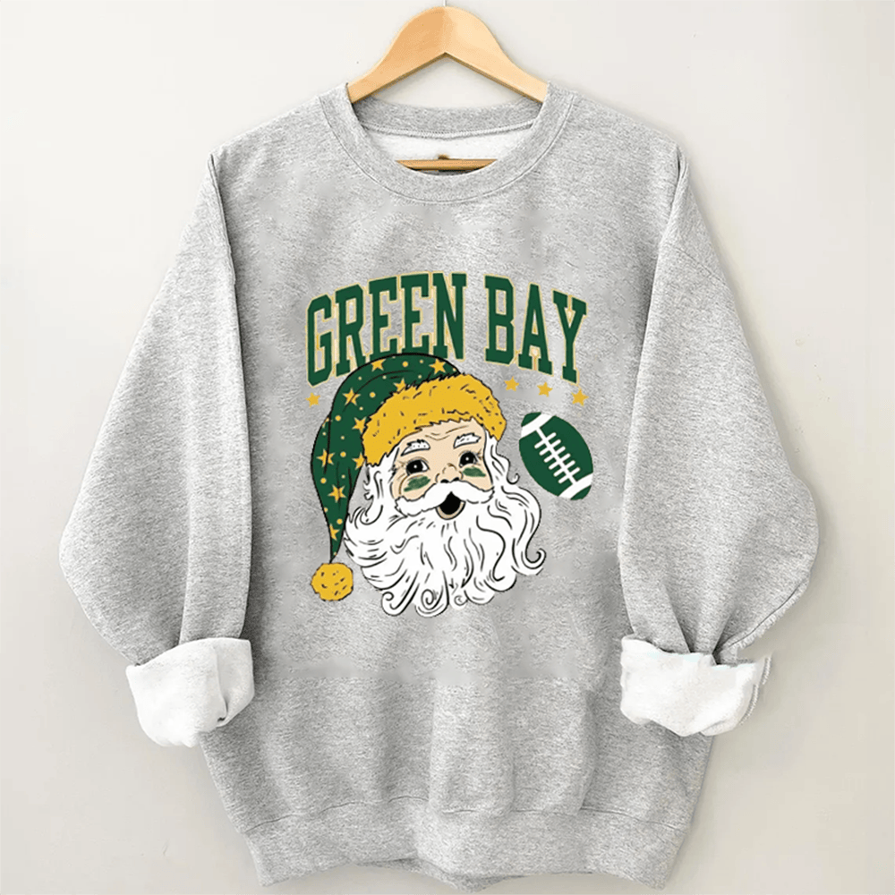 Vintage Green Bay Football Sweatshirt Christmas Santa Clothes Unique Gifts For Fan