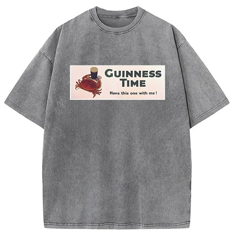 Vintage Guinness Crab Washed T-Shirt Unique Aesthetic Fashion Tee Gifts For Friends