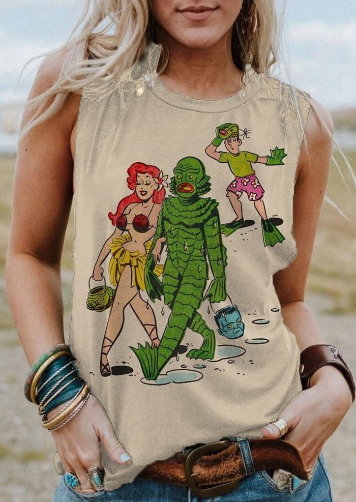 Vintage Halloween Art Tank Top Halloween Tops For Ladies Gifts For Sister Vintage Halloween Art Tank Top Halloween Tops For Ladies Gifts For Sister