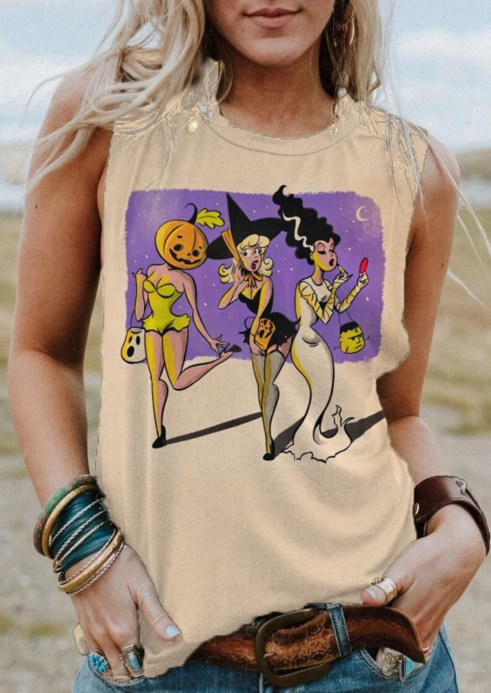 Vintage Halloween Trick Or Treat Tank Top Halloween Tops For Ladies Funny Halloween Shirts Vintage Halloween Trick Or Treat Tank Top Halloween Tops For Ladies Funny Halloween Shirts