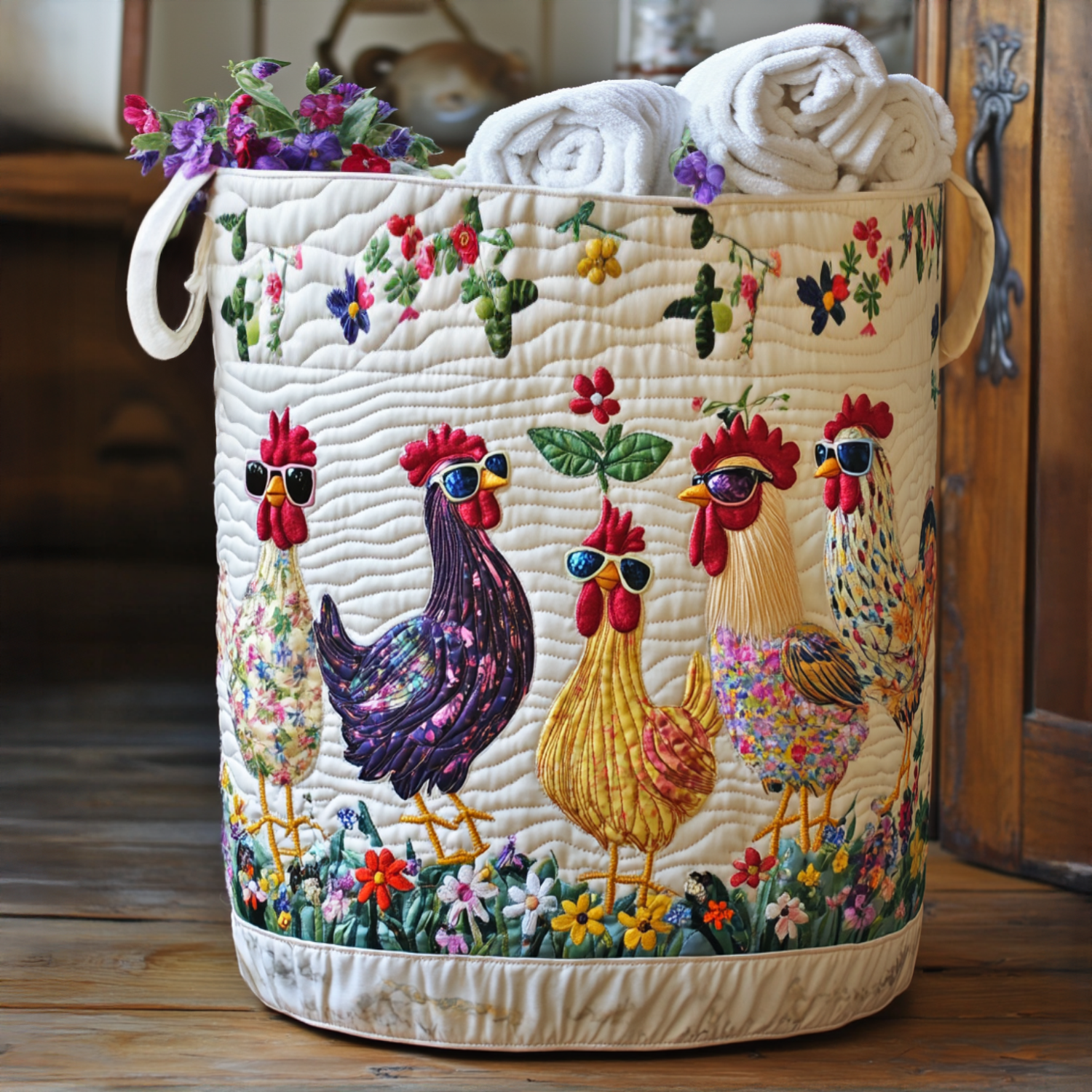 Vintage Hatchlings Quilted Laundry Basket Ideal Present For Newlyweds